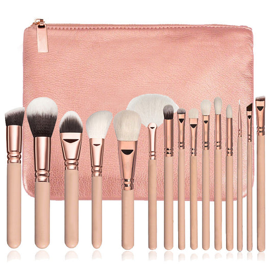 15 Makeup Brush With Bag  Rose Gold Multi-function