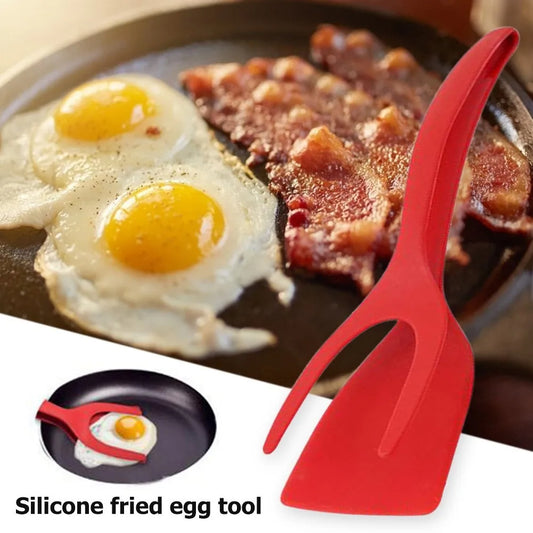 2 In 1 Grip And Flip Tongs Egg Spatula Tongs Clamp Pancake Fried Egg French Toast Omelet